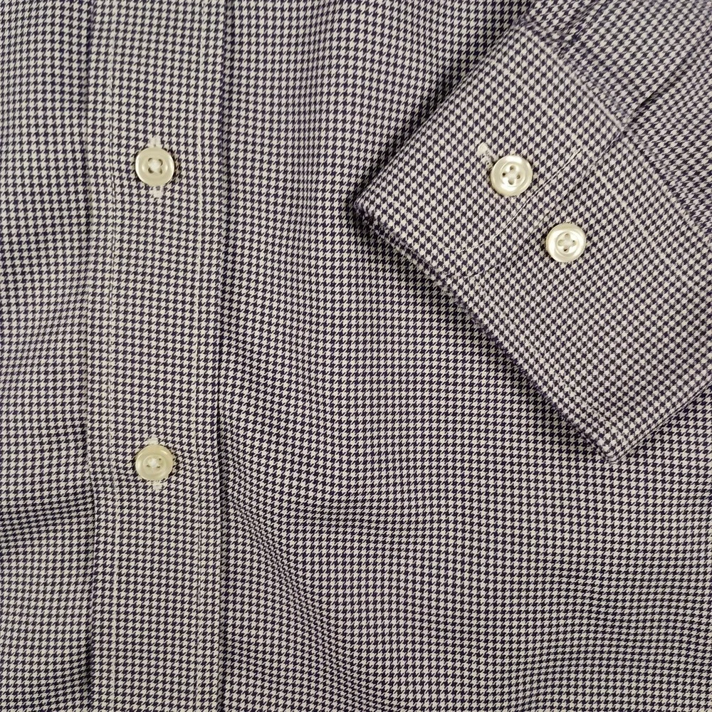 Jos A Bank L Travelers Collection Tailored Fit Purple Houndstooth‎ Mens Shirt